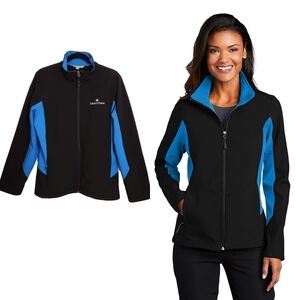 Port Authority Colorblock Zip Front Jacket Black/Blue Extra Large